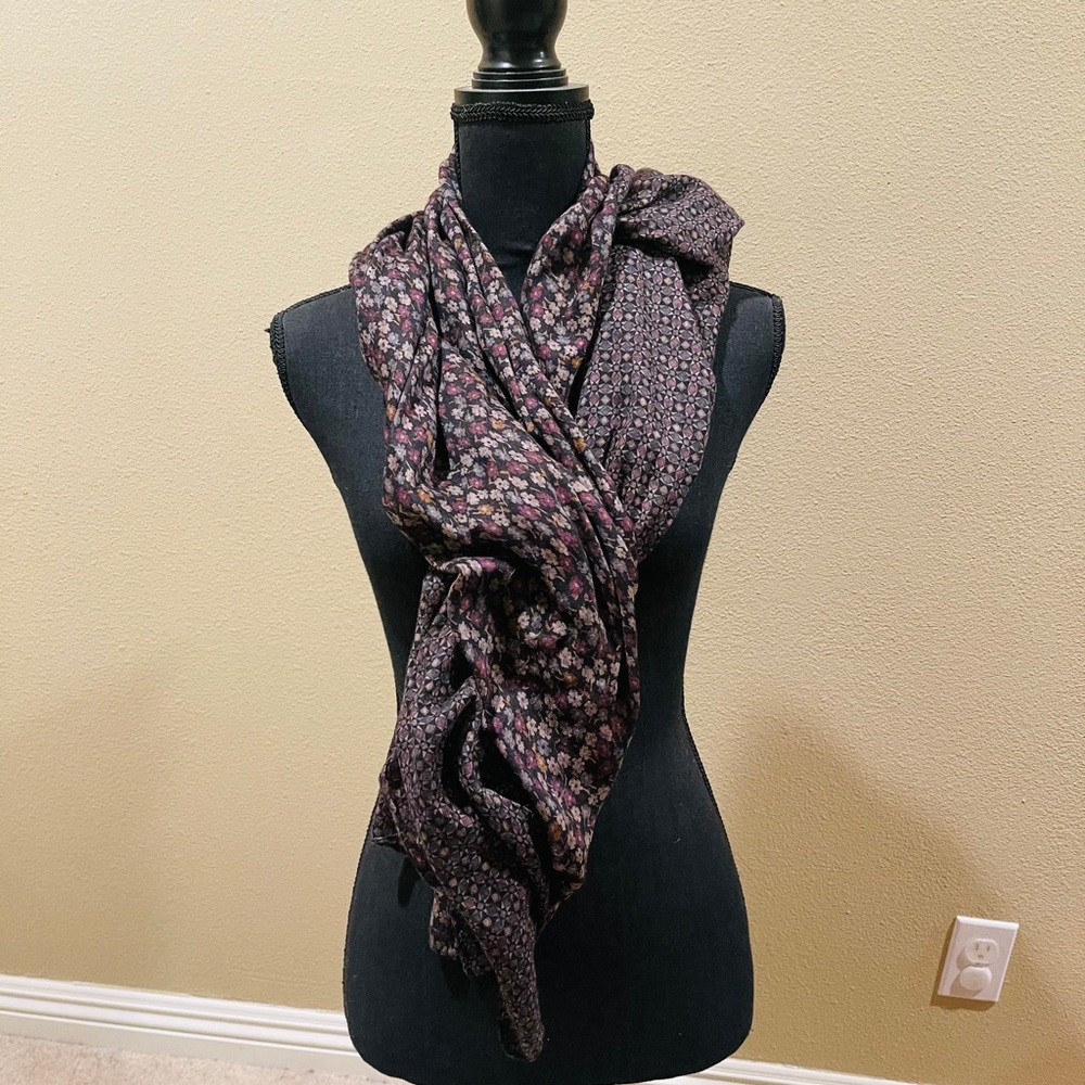 Floral Purple Reversible Scarf Shawl